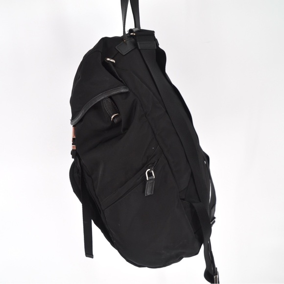 PRADA Embroidered Logo Applique Nylon Backpack In Black Travel - Picture 7 of 15